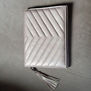 Neiman Marcus Faux Leather Metallic Clutch